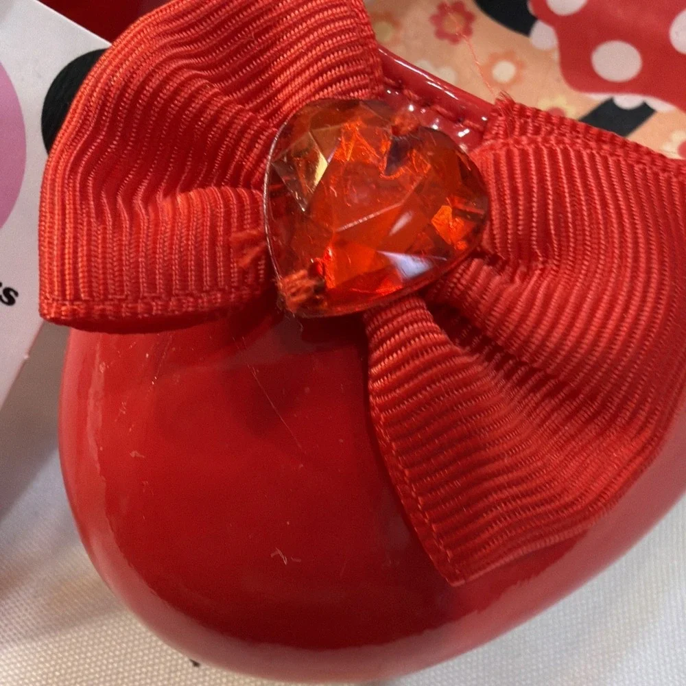 Disney Minnie Mouse Red Glitter Bow Shoes Girls Toddler Size 9 Disney Junior NWT - Picture 3 of 11